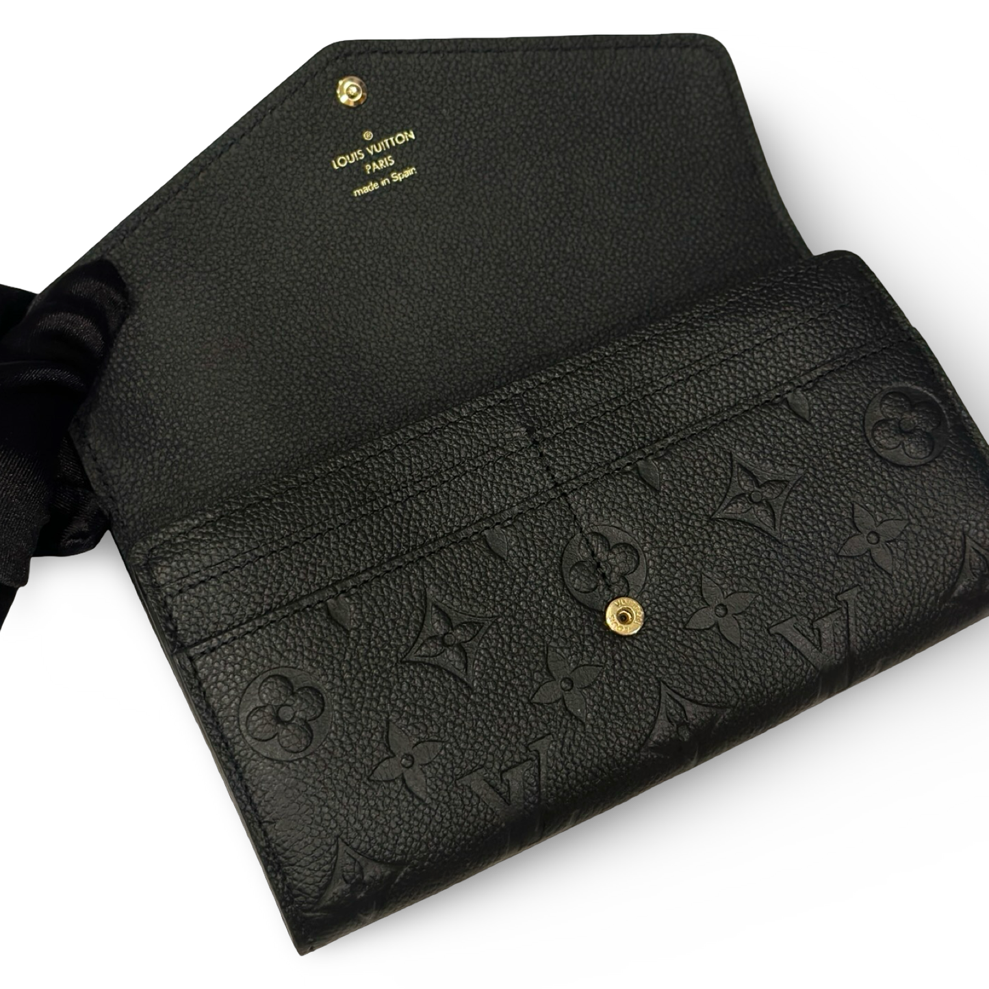 Louis Vuitton Monogram Empreinte Leather Sarah Wallet - Black
