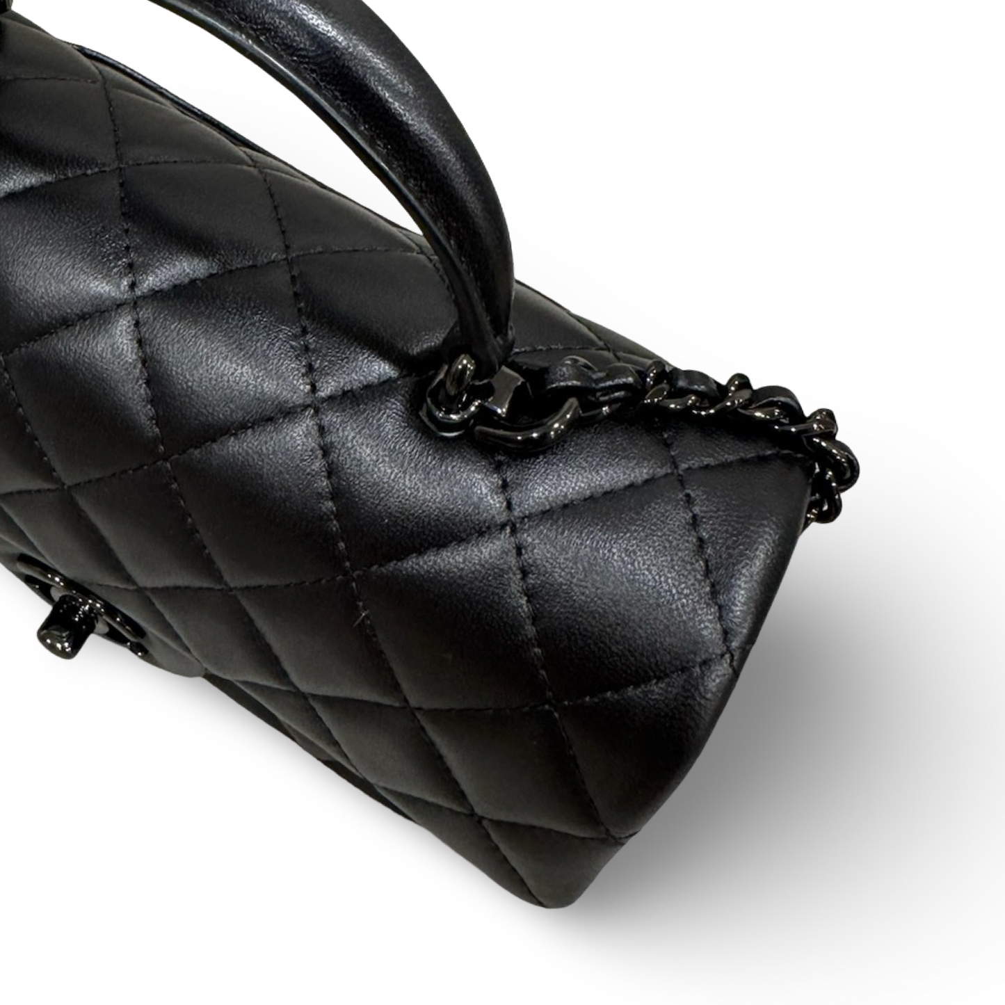 Chanel Quilted Lambskin Mini Top Handle Flap - So Black