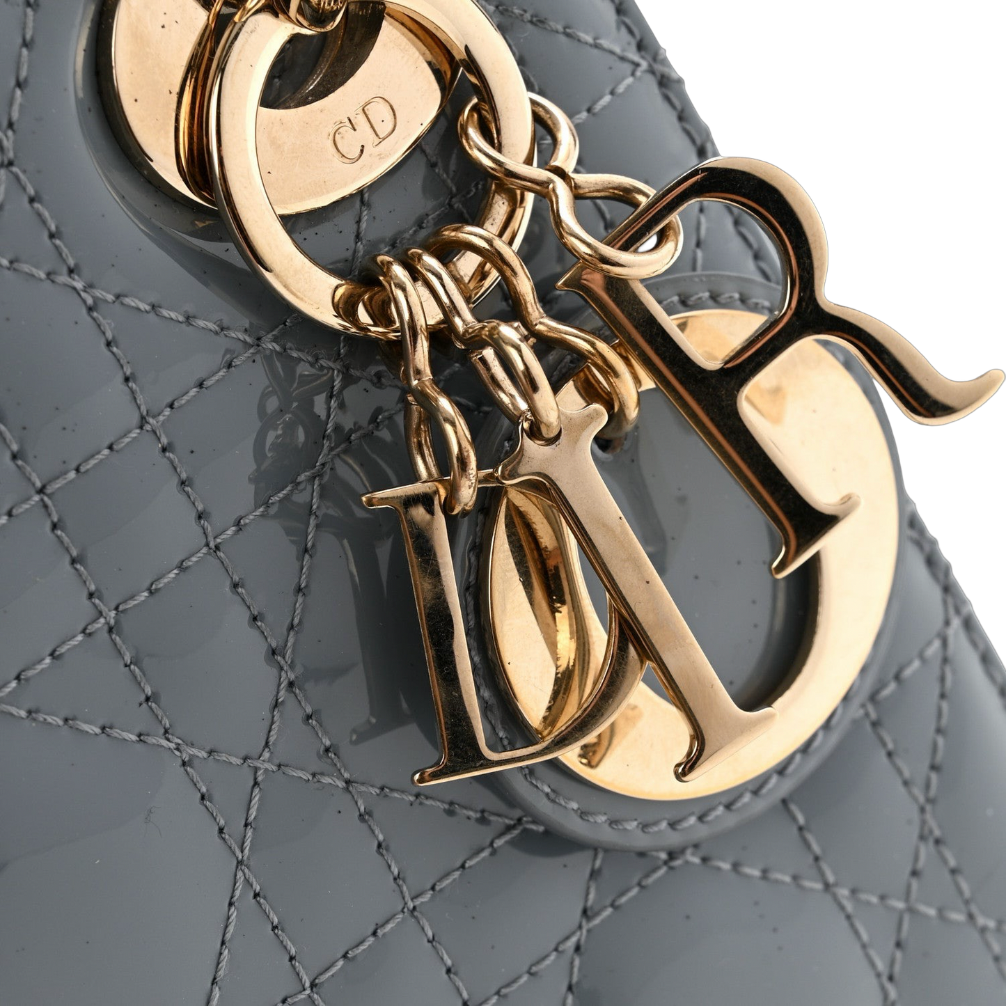 Dior Cannage Patent Mini Lady Bag - GHW / Gray