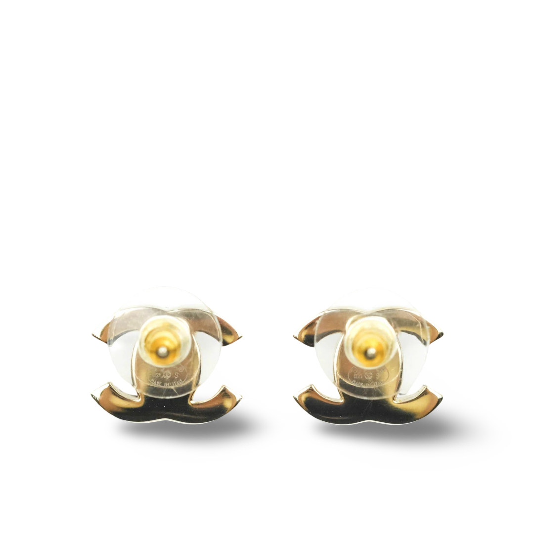 Chanel 21S CC Logo Turnlock Earrings - Sliver