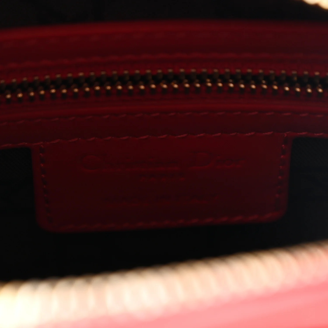 Dior Cannage Patent Medium Lady Bag - GHW / Red