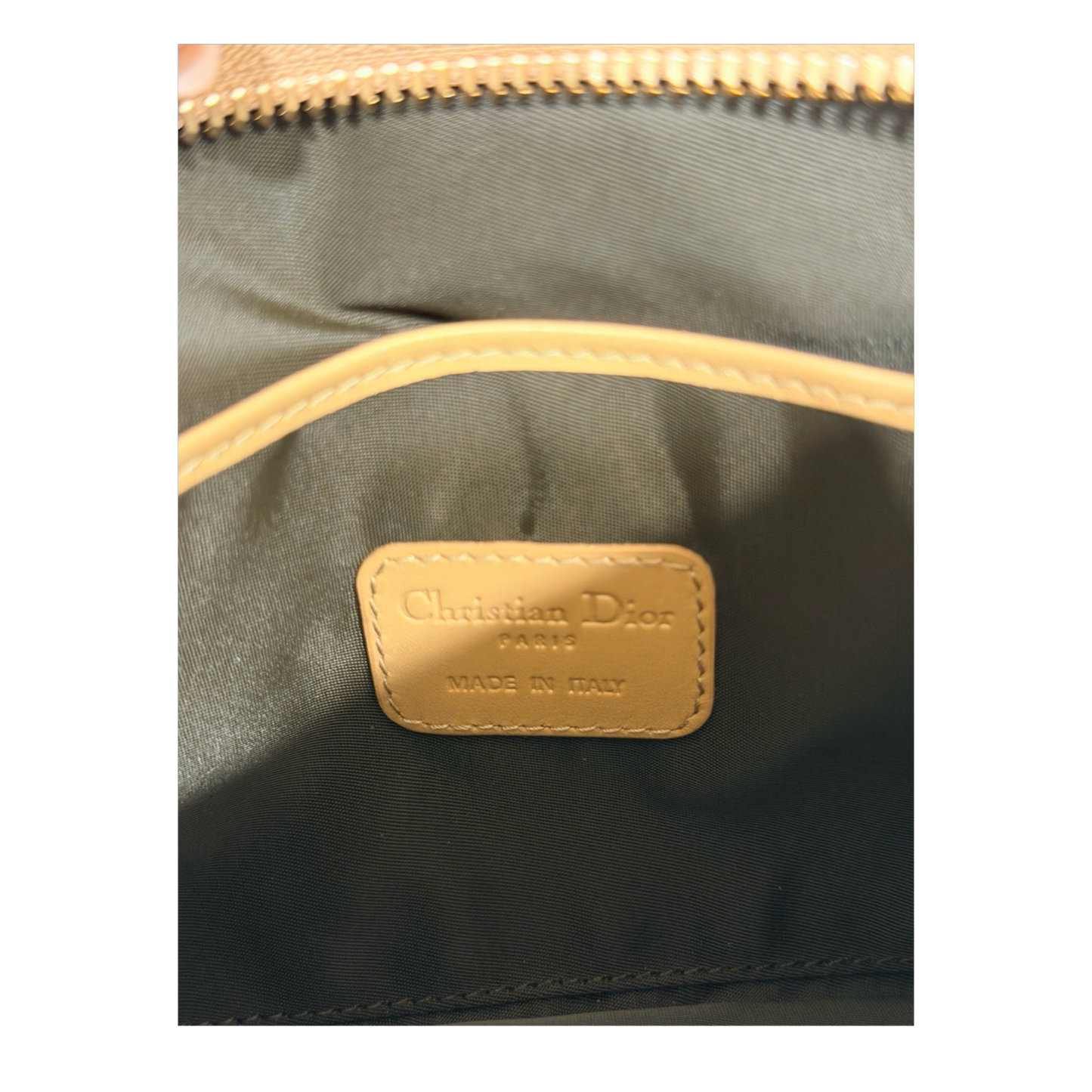Dior Cannage Canvas Coasted Clutch - GHW / Beige