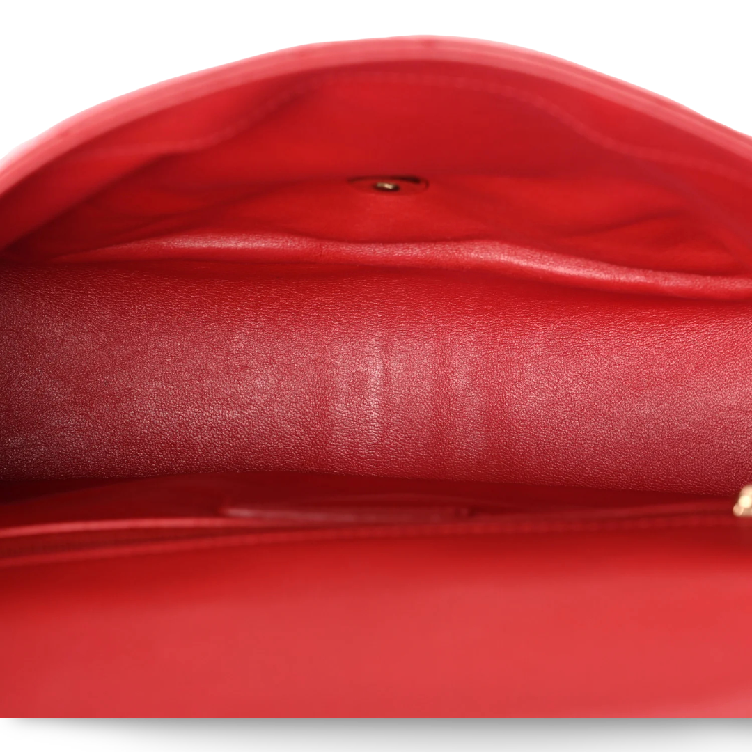 Chanel Quilted Lambskin Easy Carry Single Flap - GHW / Red