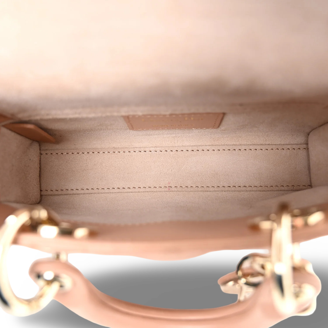Dior Cannage Lambskin Mini D Joy Bag - GHW/Rose Des Vents