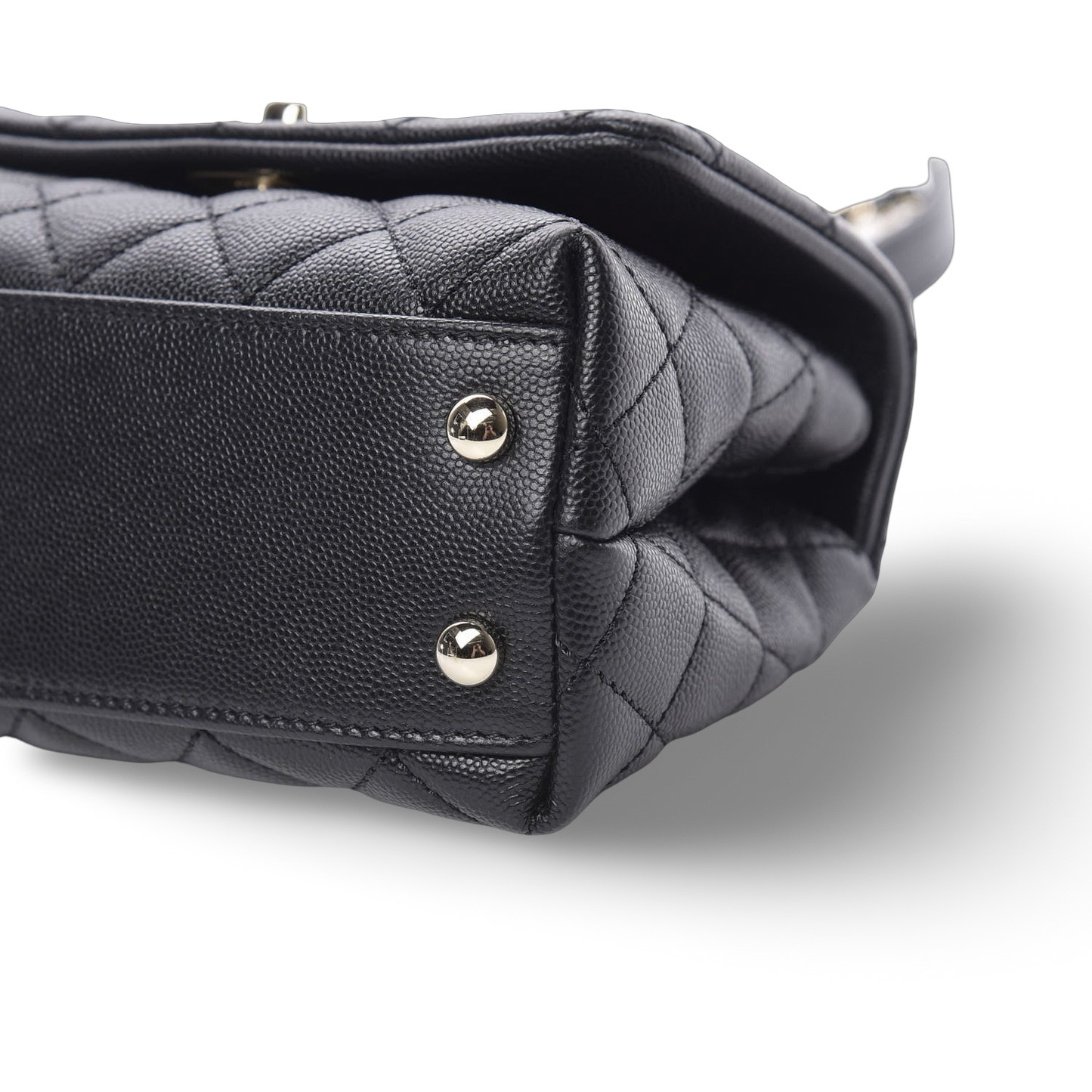 Chanel Quilted Caviar Small Cocohandle Bag- SHW/ Black