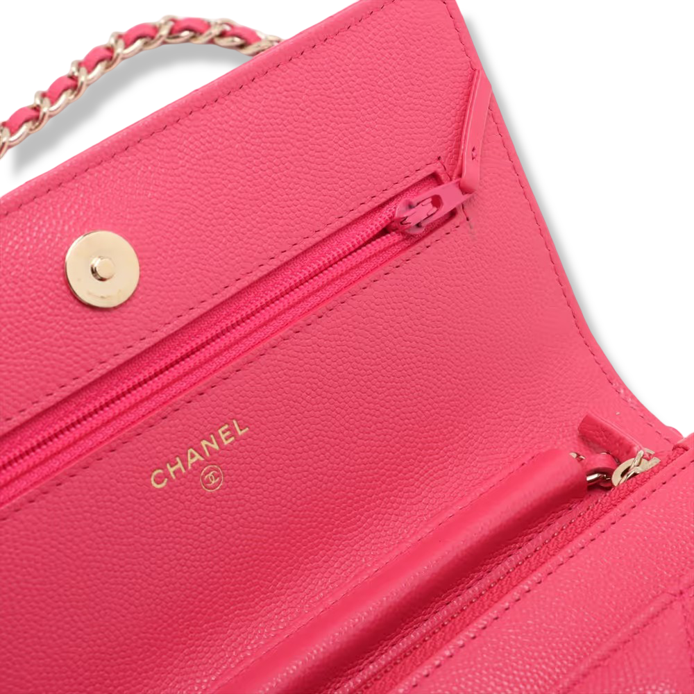 Quilted Caviar Big Logo WOC - GHW/ Pink