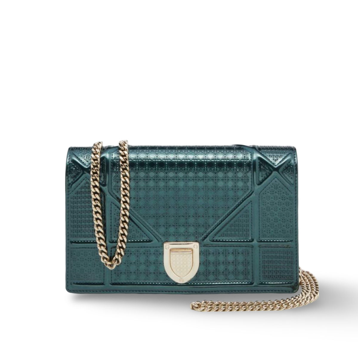 Dior Cannage Metallic Micro Diorama Flap Bag - GHW / Green