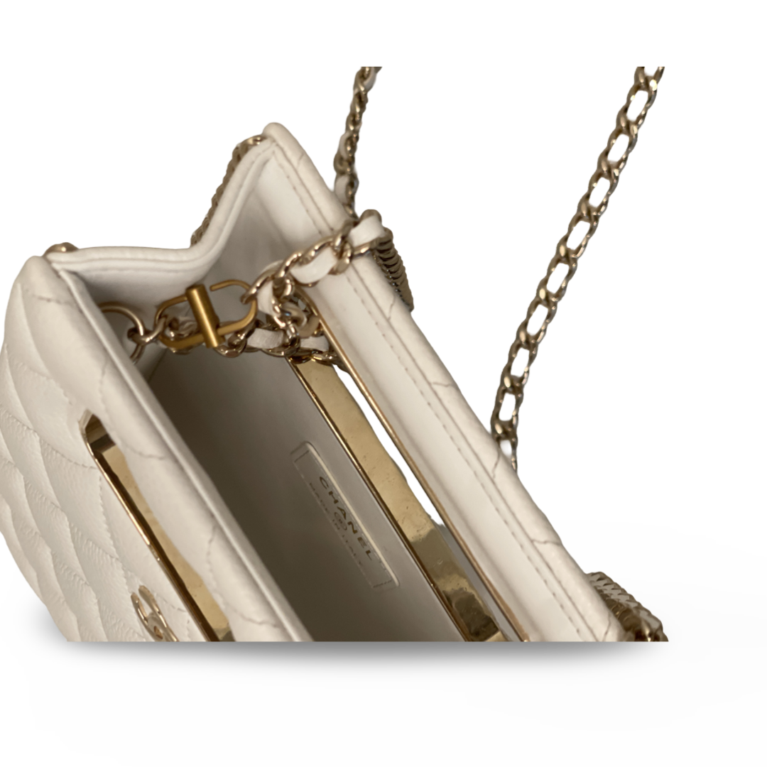 Chanel Caviar Quilted Evening Box Bag White