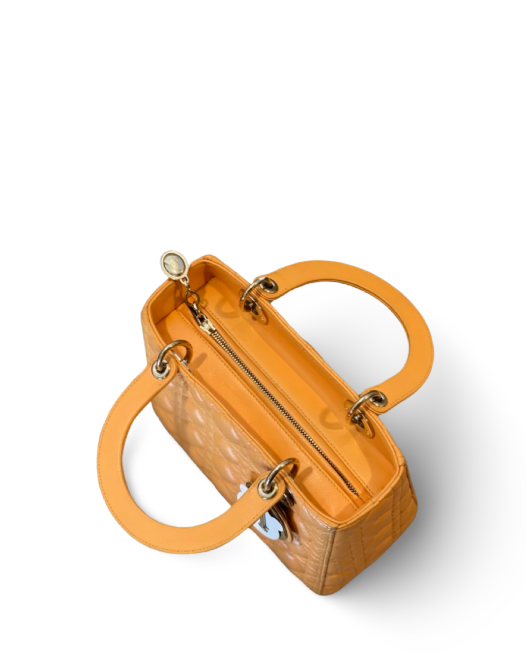 Dior Cannage Lambskin Medium Lady Orange Bag