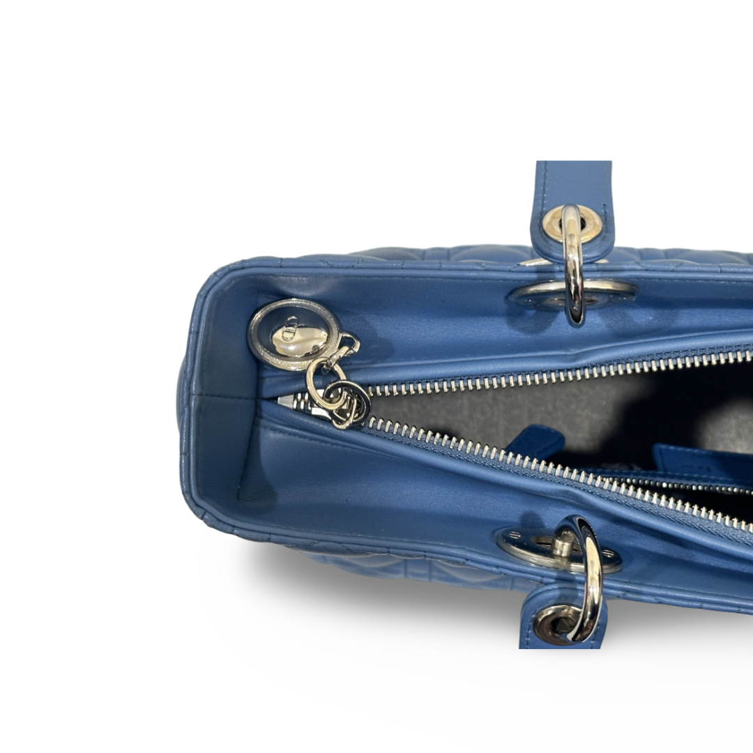 Dior Cannage Lambskin Large Lady Blue Sky Bag