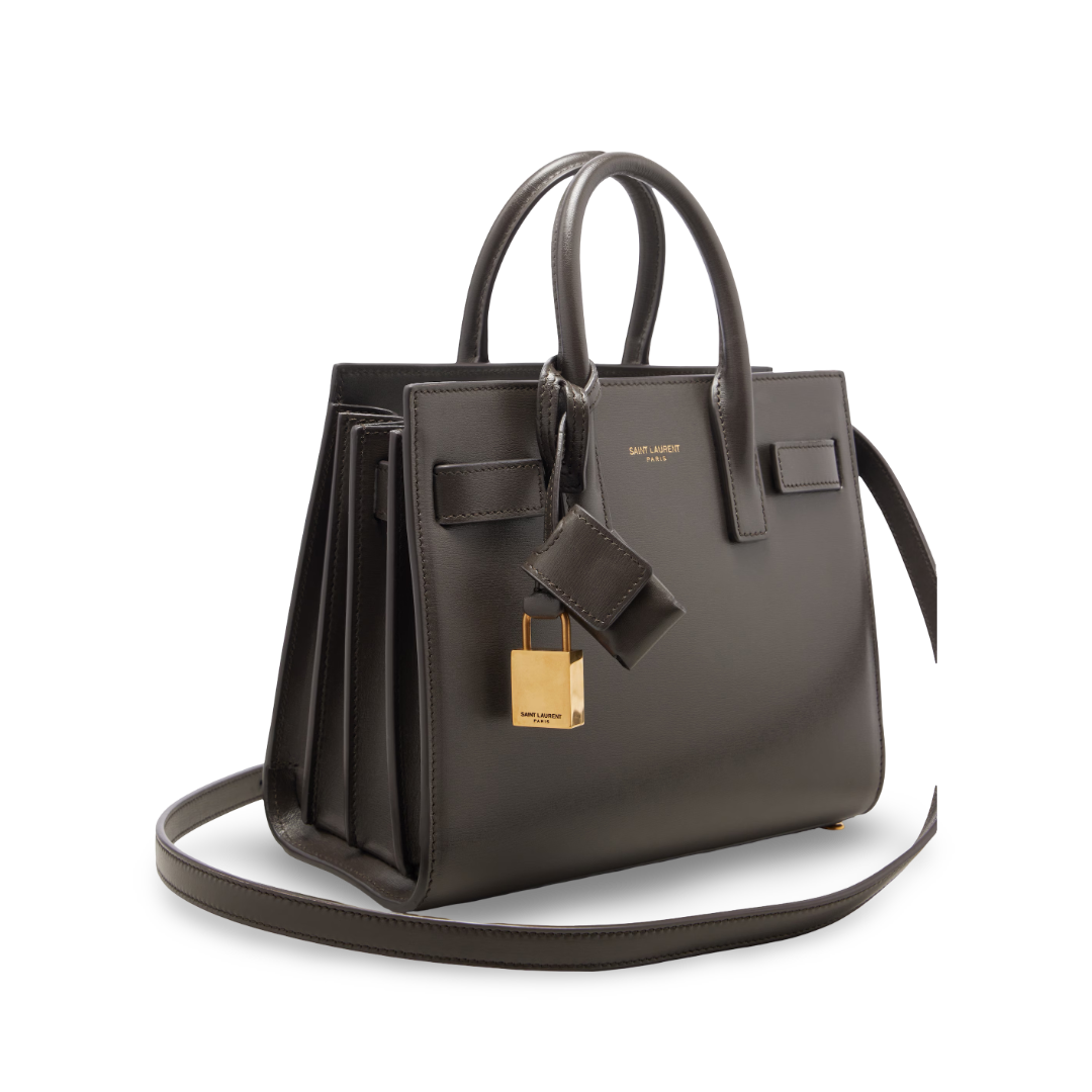 Saint Laurent Calfskin Nano Sac De Jour Bag - SHW/ Gray