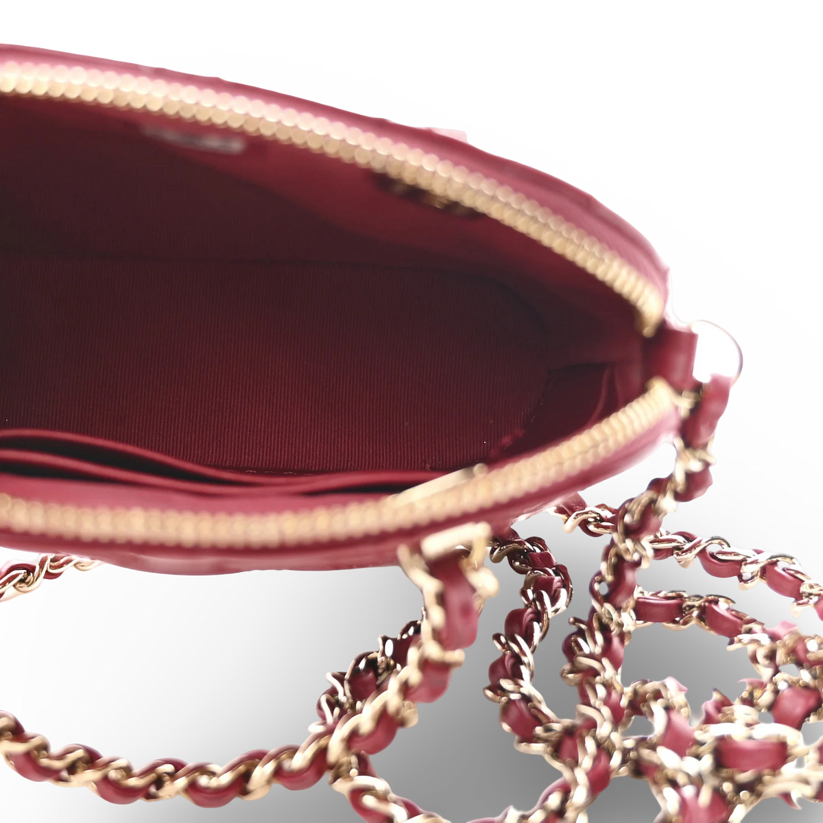 Chanel Quilted Patent Shiny Coco Clutch With Chain- GHW/ Red