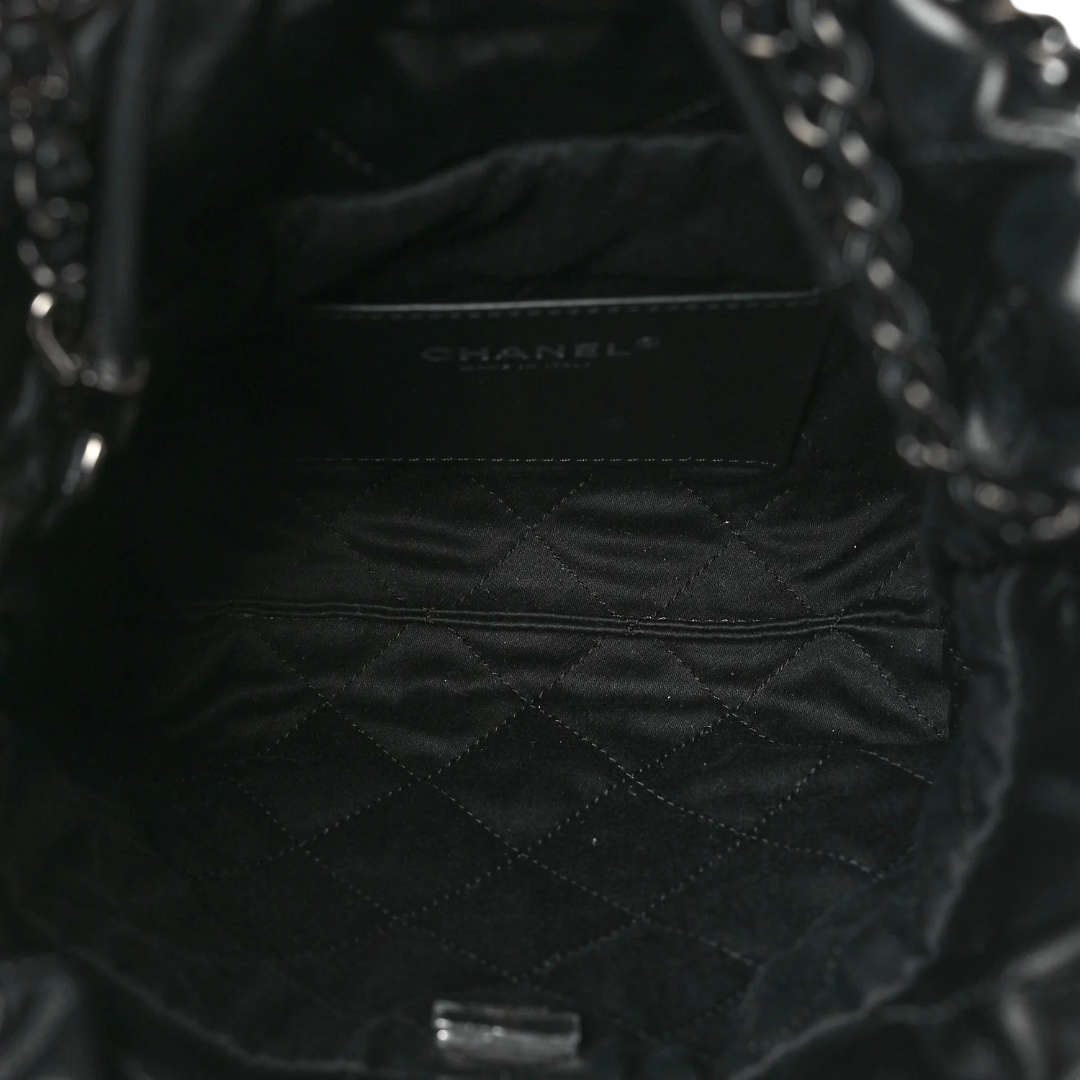 Chanel Quilted Shinny Lambskin So Black Mini 22 Bag - BHW / Black