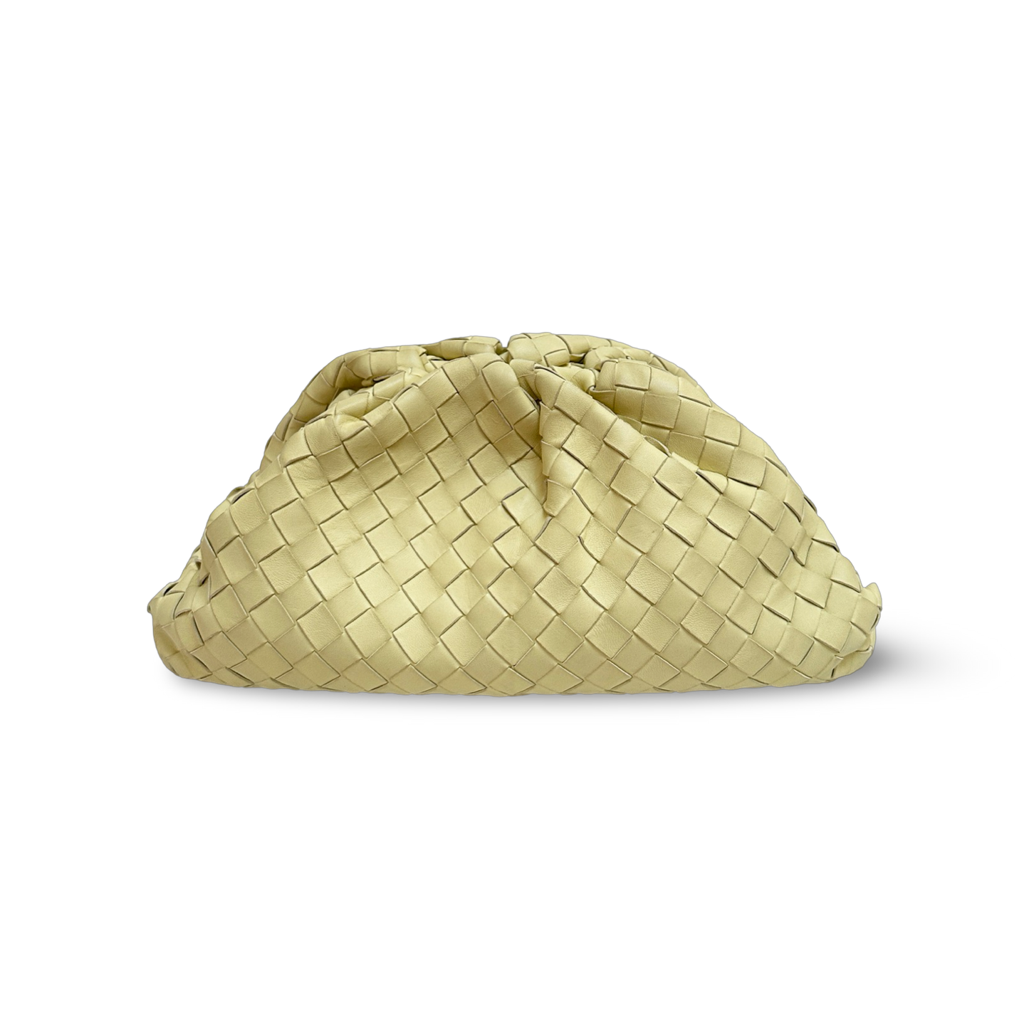 Bottega Veneta Lambskin Intrecciato  Clutch - Light Yellow
