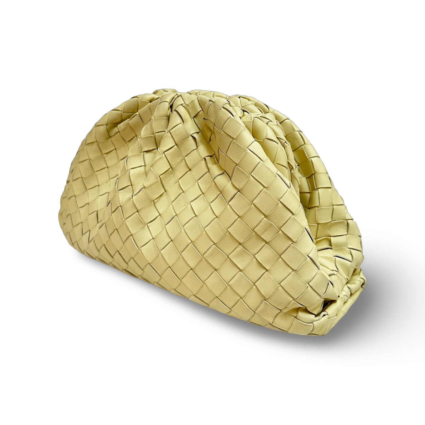Bottega Veneta Lambskin Intrecciato  Clutch - Light Yellow