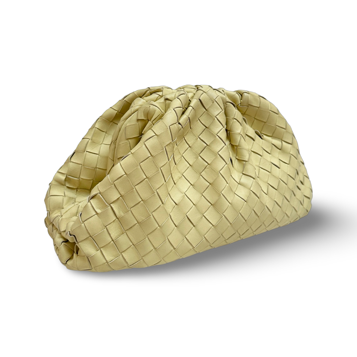 Bottega Veneta Lambskin Intrecciato  Clutch - Light Yellow