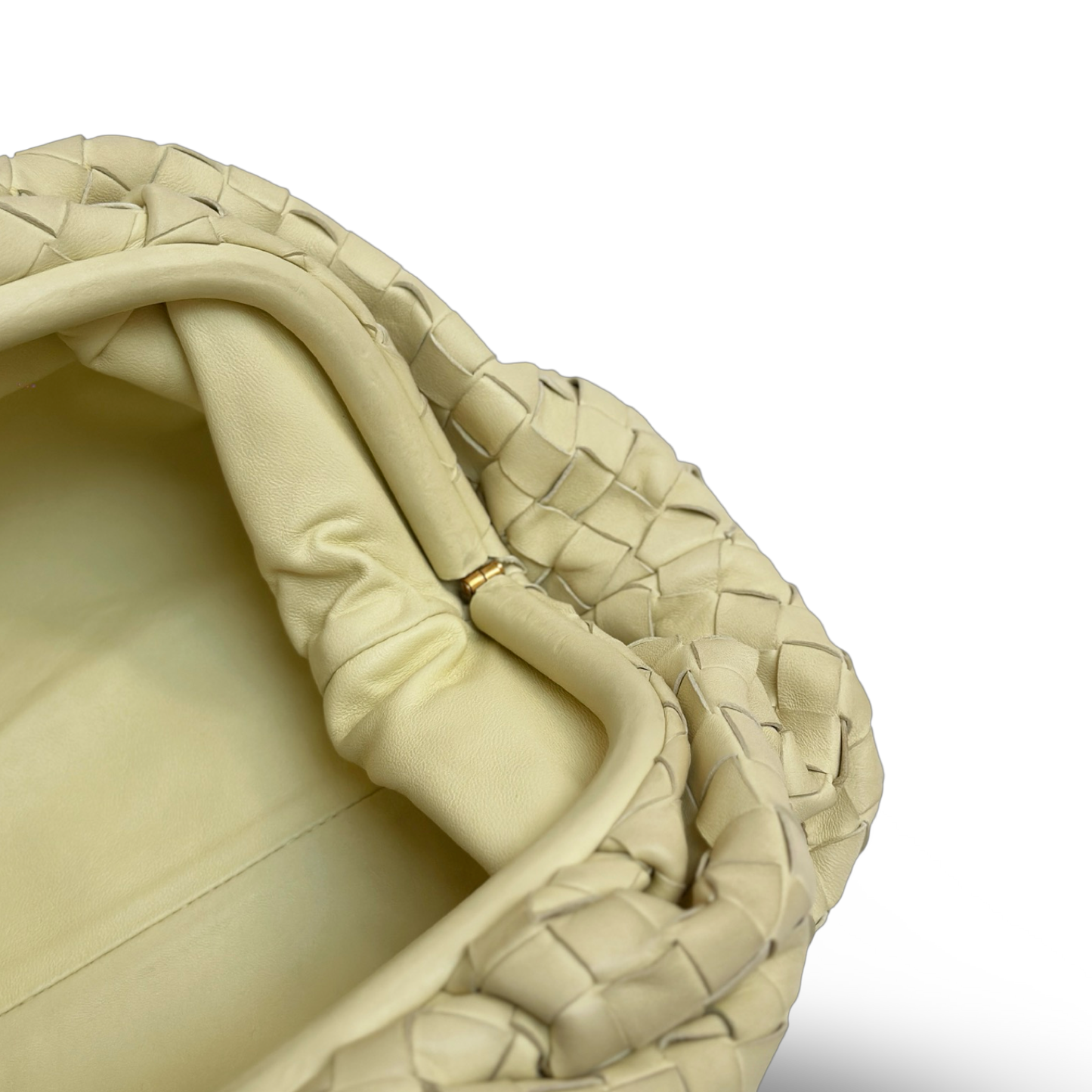 Bottega Veneta Lambskin Intrecciato  Clutch - Light Yellow