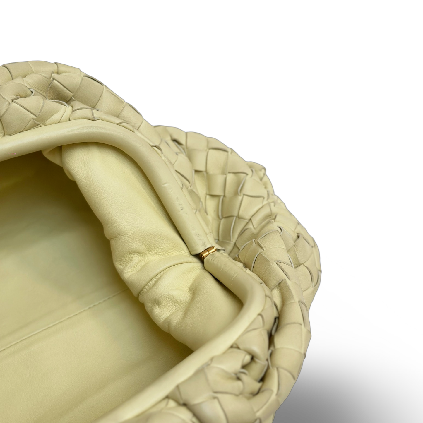 Bottega Veneta Lambskin Intrecciato  Clutch - Light Yellow