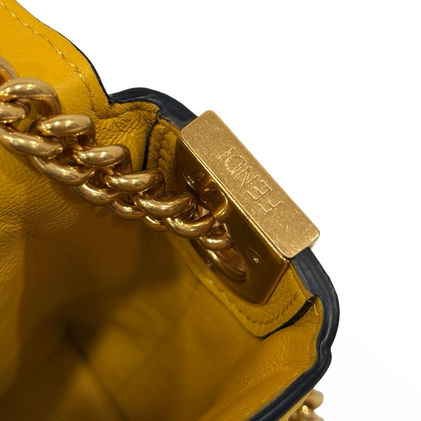 Fendi Small Zucca Embossed Baguette Bag - GHW / Yellow