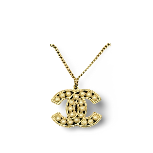 Chanel CC Pearl Logo Necklace - GHW / Pearl