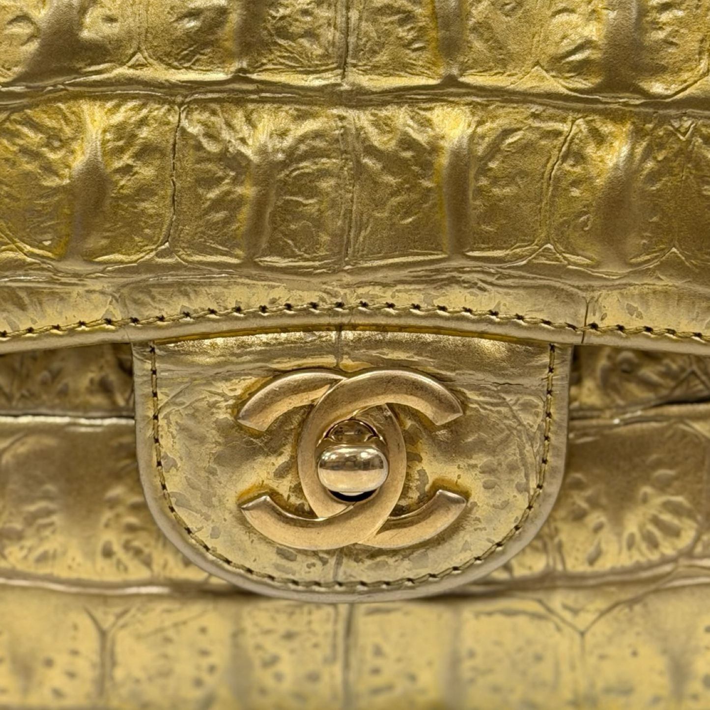 Chanel Crocodile Embossed Double Flap Bag - GHW / Gold