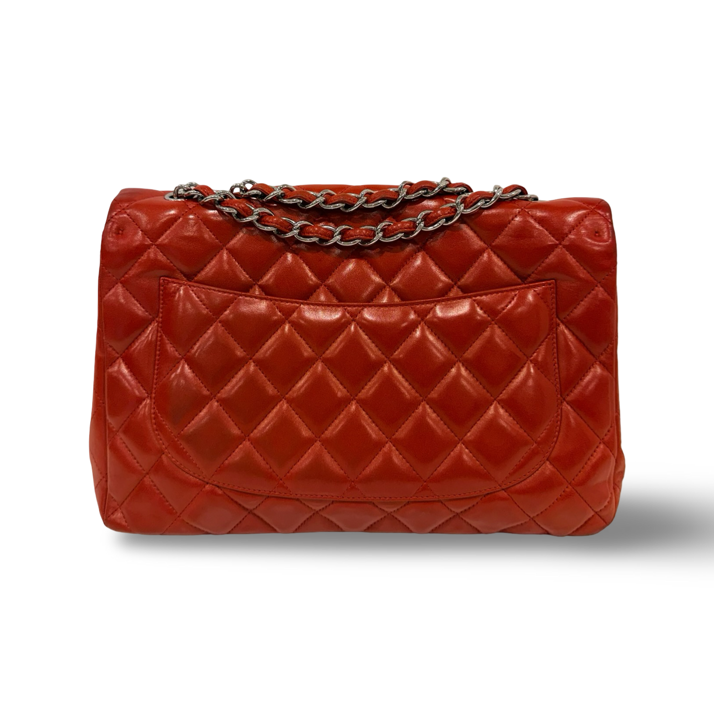 Chanel Quileted Lambskin Jumbo Single Flap - GHW / Red