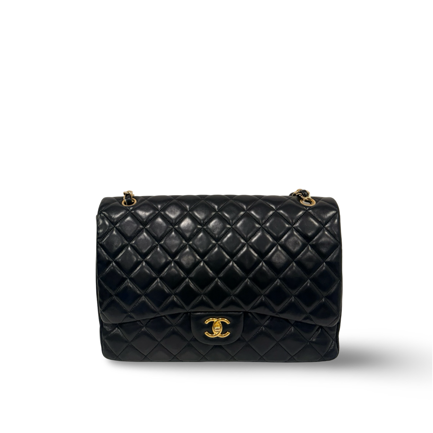 Chanel Quileted Lambskin Maxi Single Flap - GHW / Black