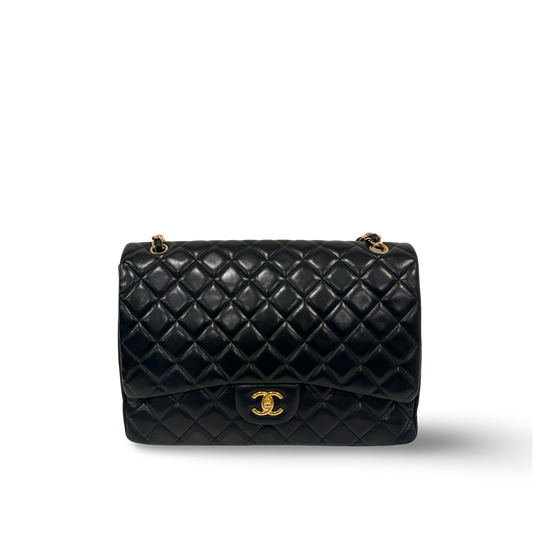 Chanel Quileted Lambskin Maxi Single Flap - GHW / Black