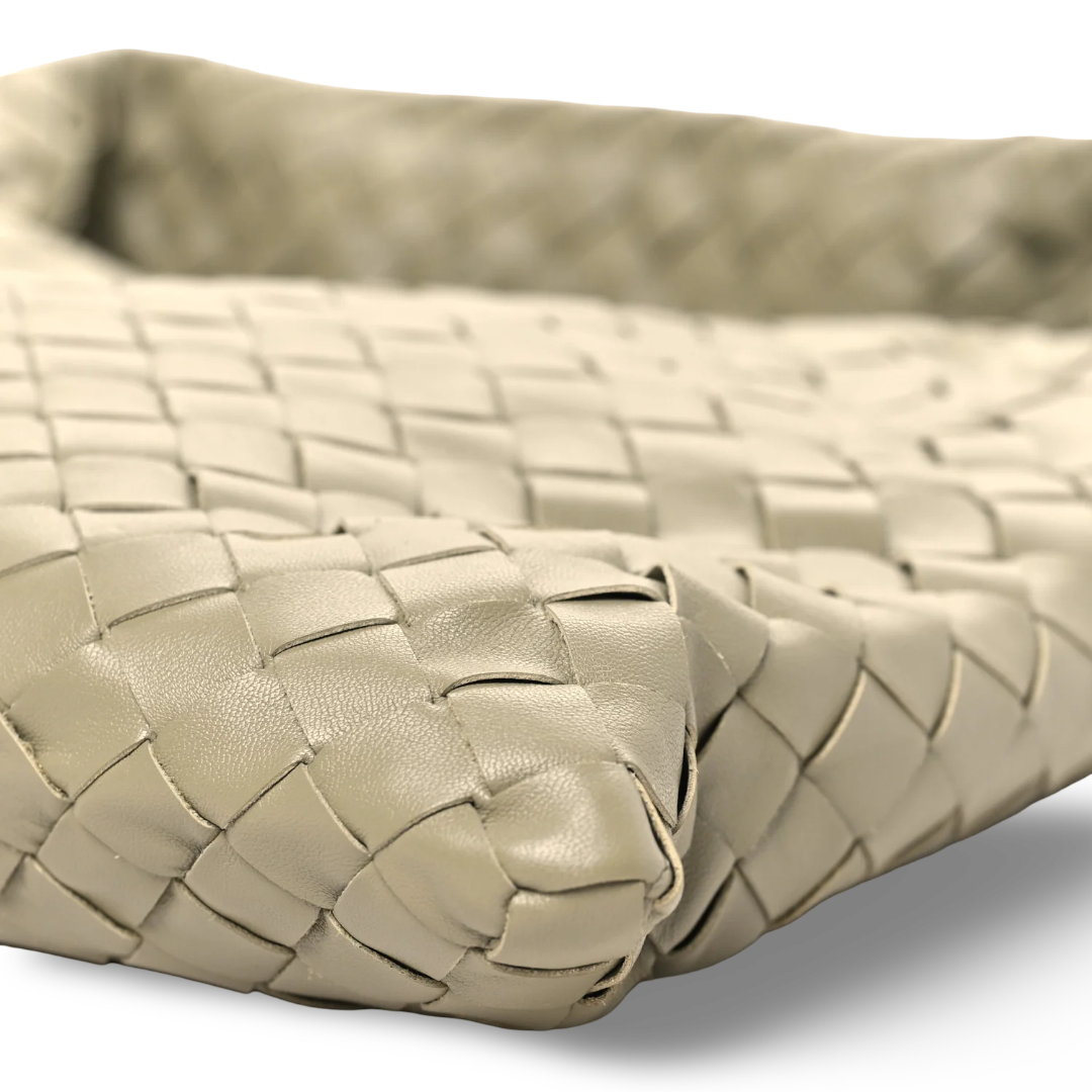 Bottega Veneta Calfskin Intrecciato Small Hop Travertine - Ash Green