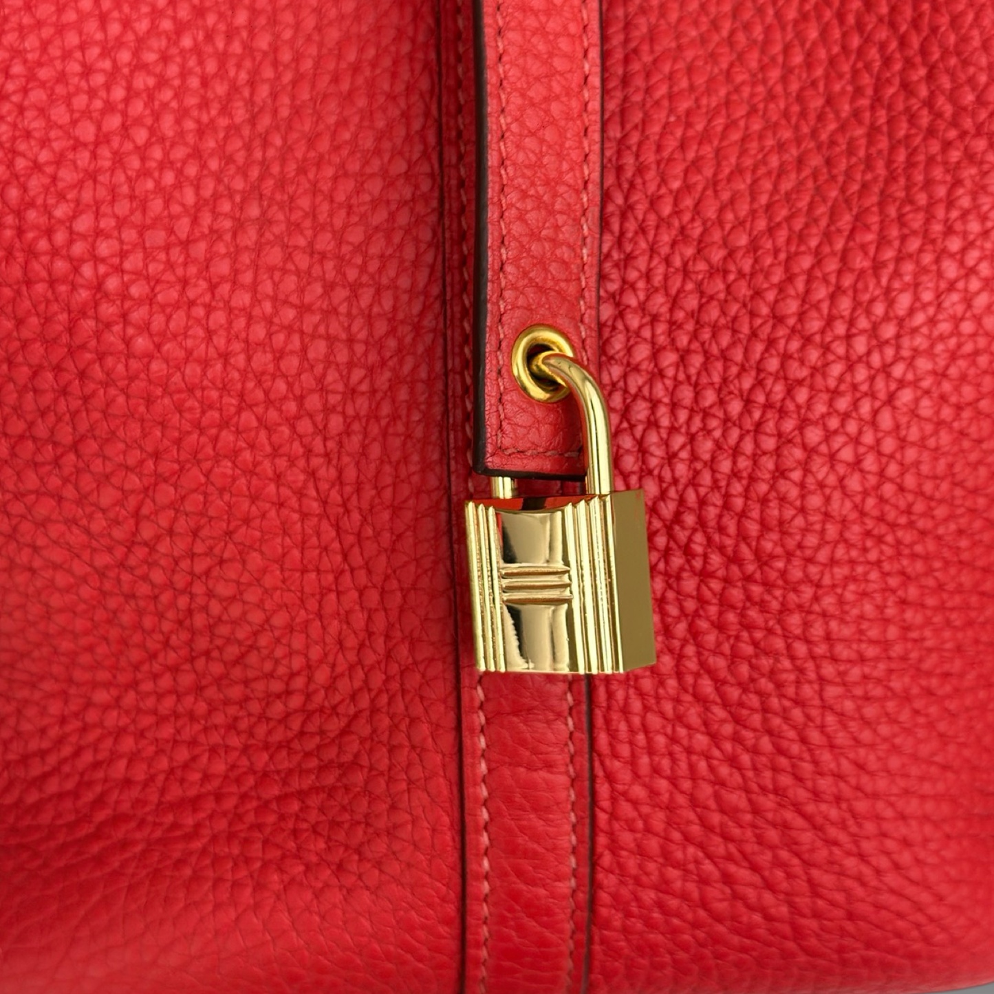 Hermes Togo Picotin 22 - Gold / Red
