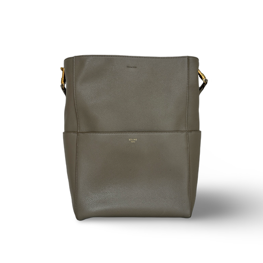 Celine Leather Medium Seau Sangle - Gray