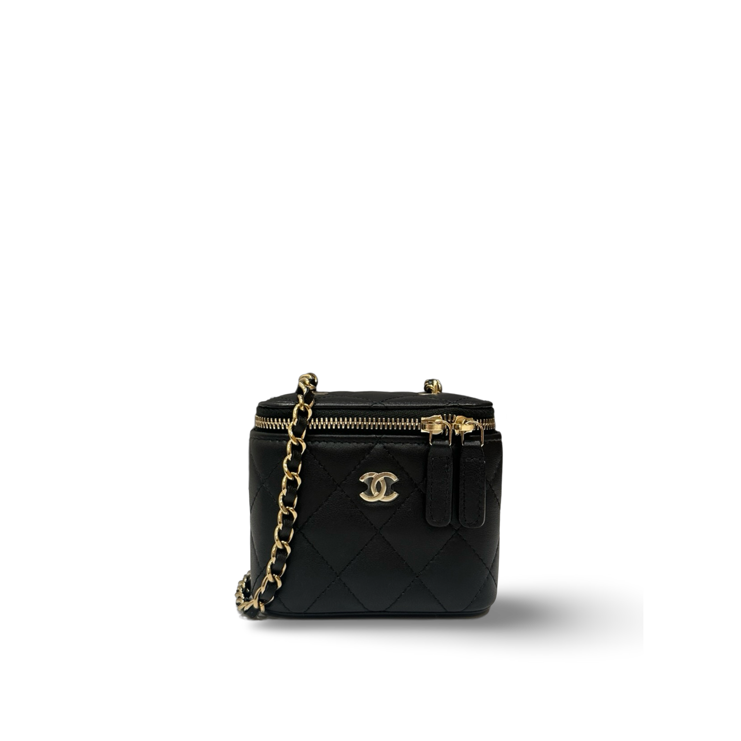 Chanel Quilted Lambskin Vanity Case Box Bag - GHW / Black