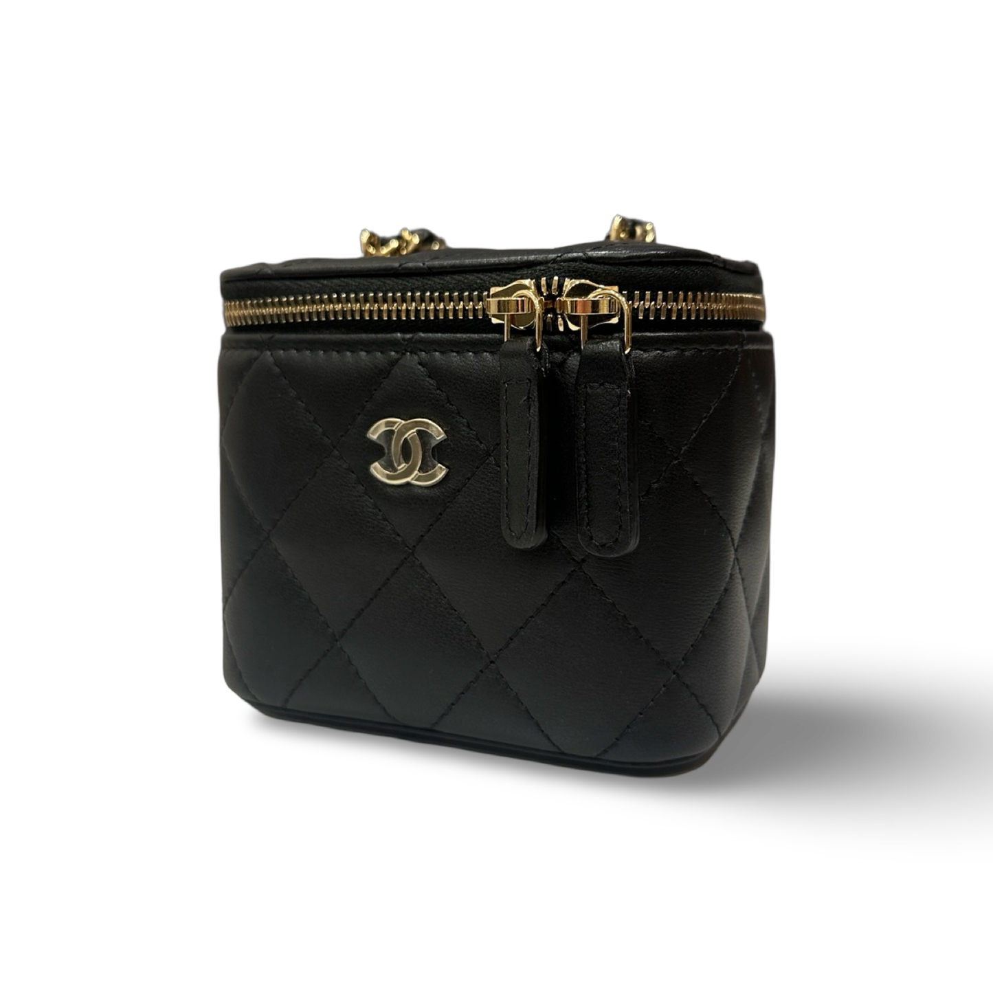 Chanel Quilted Lambskin Vanity Case Box Bag - GHW / Black