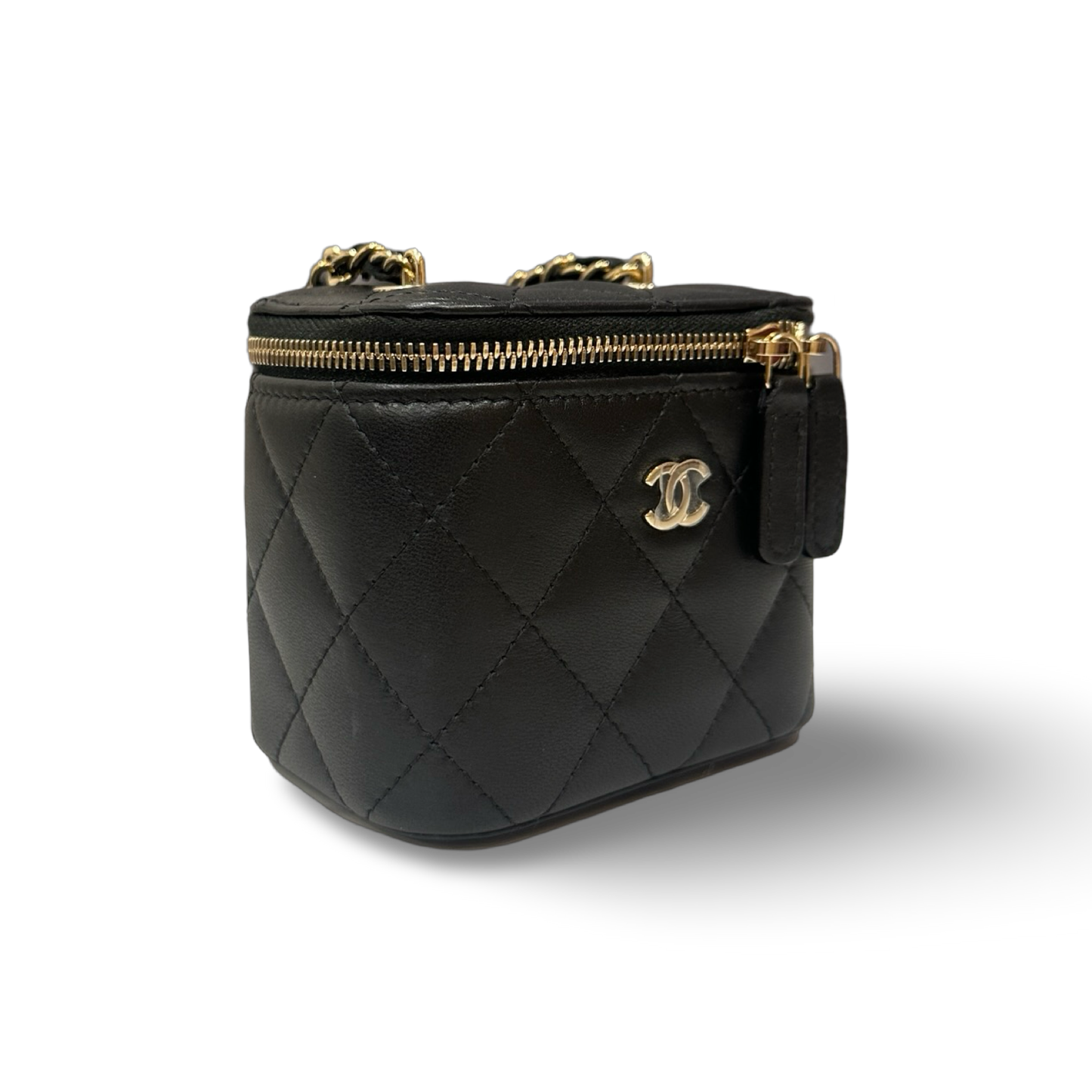 Chanel Quilted Lambskin Vanity Case Box Bag - GHW / Black