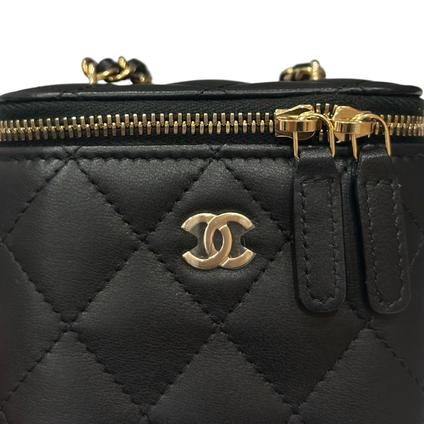Chanel Quilted Lambskin Vanity Case Box Bag - GHW / Black