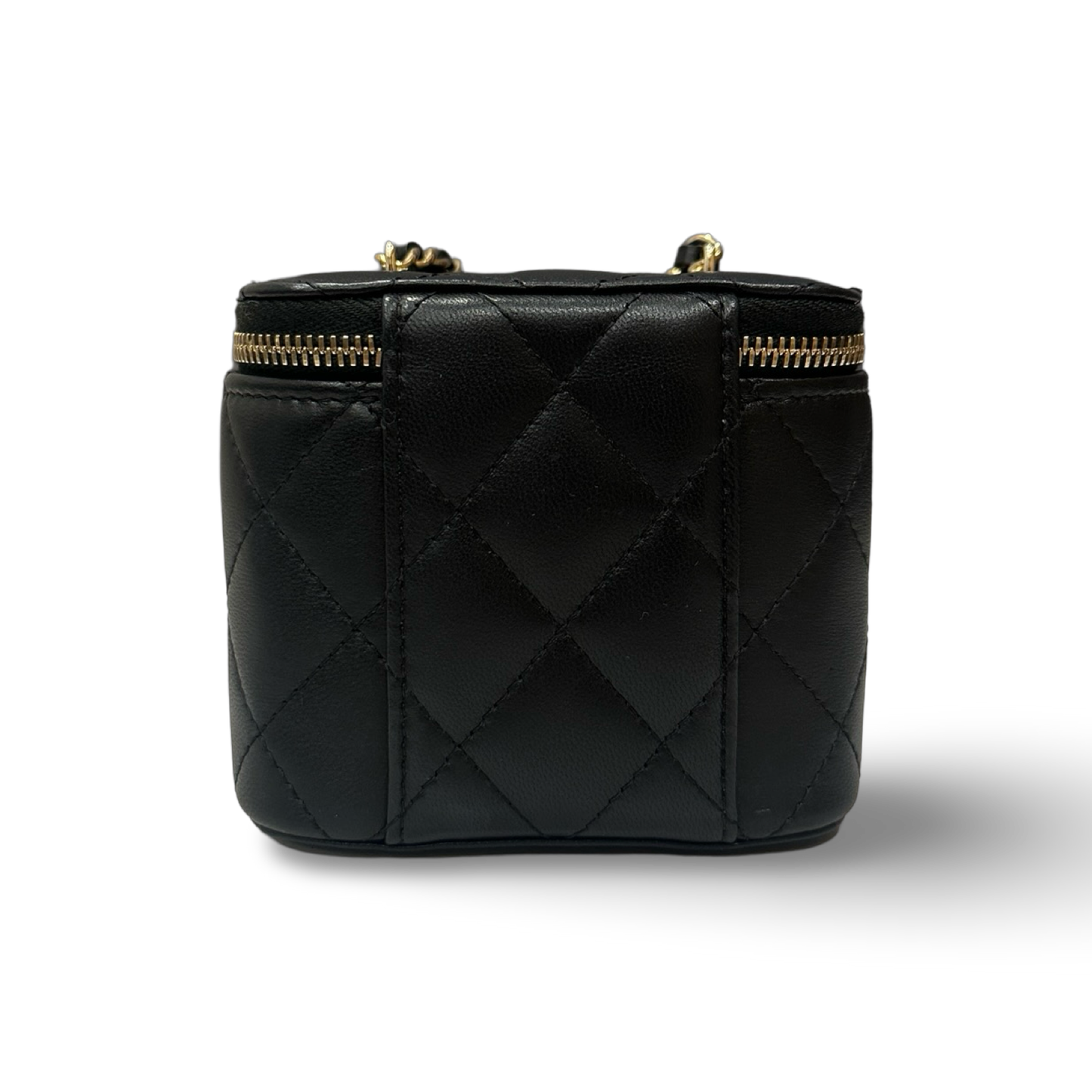 Chanel Quilted Lambskin Vanity Case Box Bag - GHW / Black