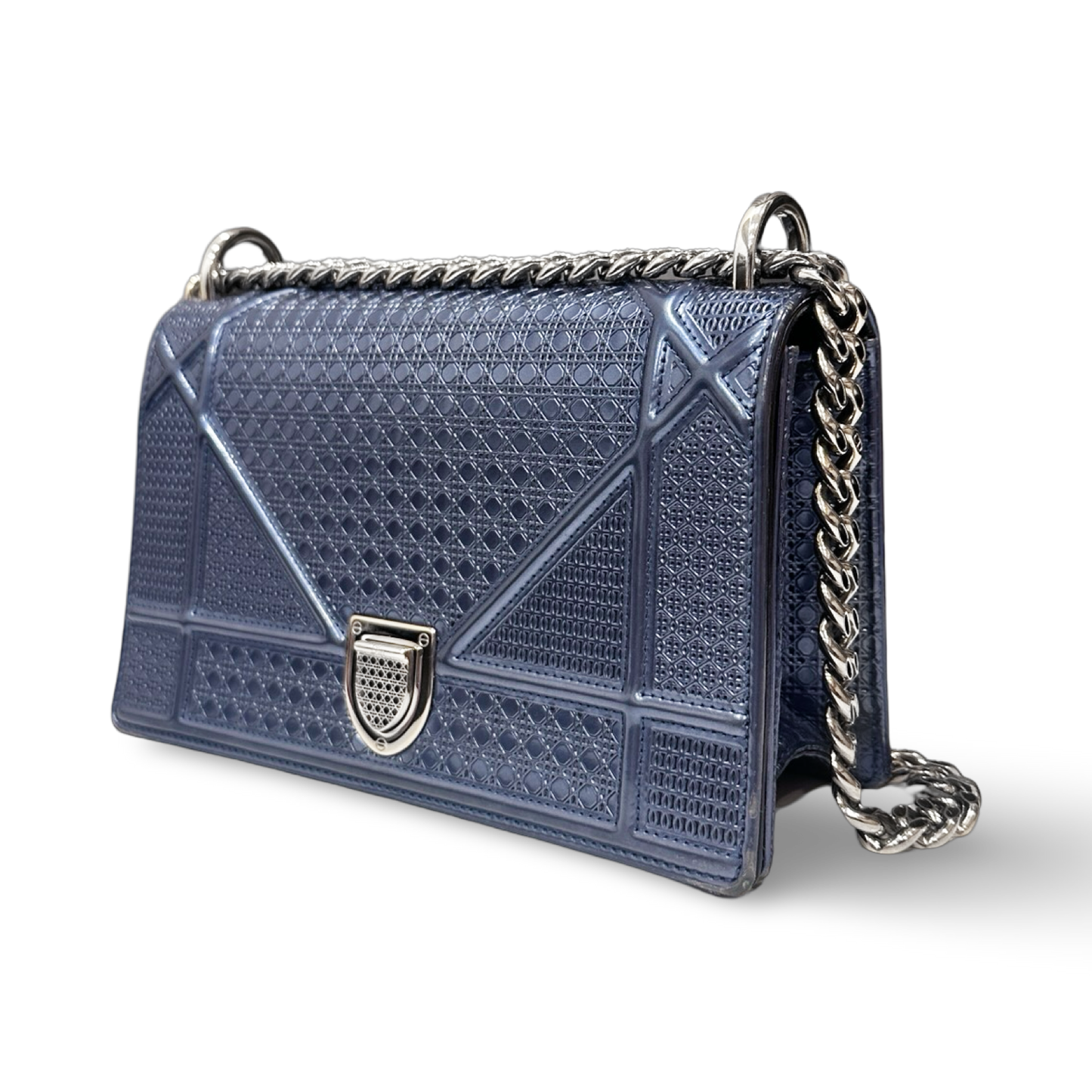 Dior Metallic Cannage Small Diorama Flap Bag - Blue