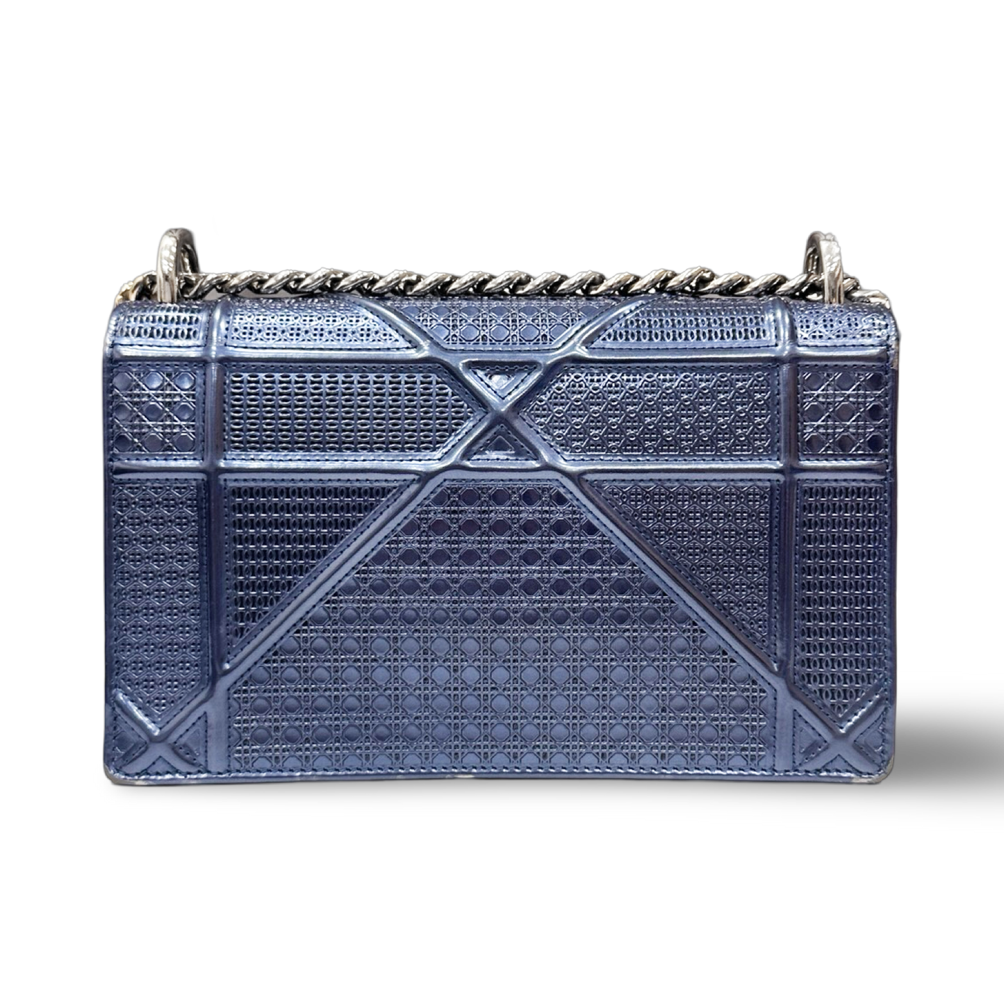 Dior Metallic Cannage Small Diorama Flap Bag - Blue