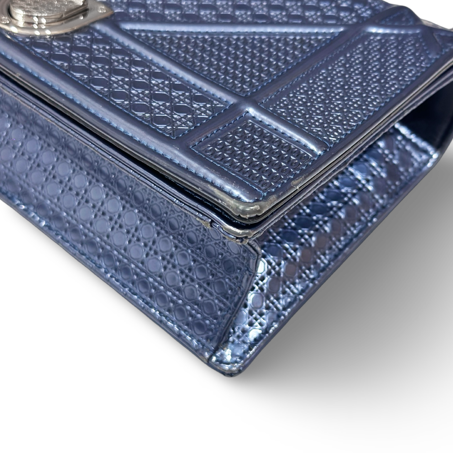 Dior Metallic Cannage Small Diorama Flap Bag - Blue