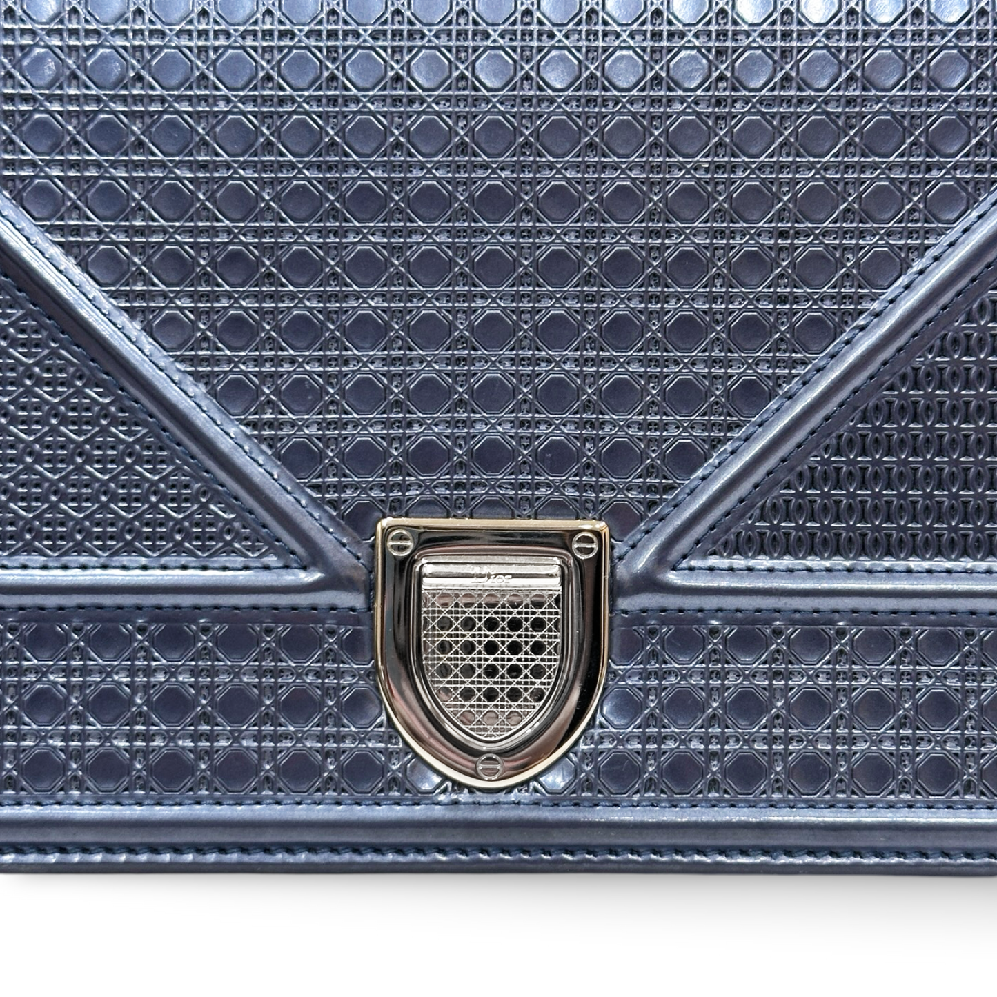Dior Metallic Cannage Small Diorama Flap Bag - Blue