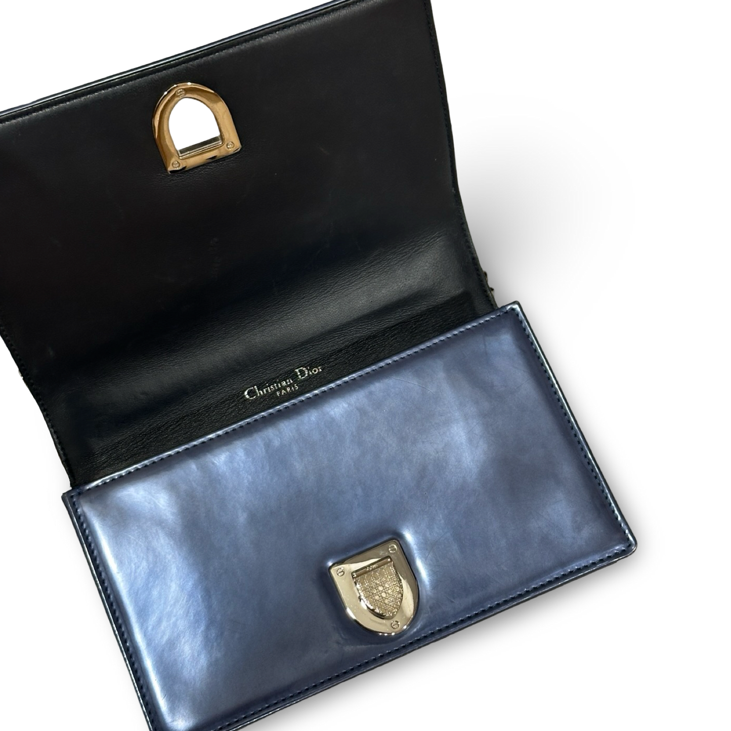 Dior Metallic Cannage Small Diorama Flap Bag - Blue