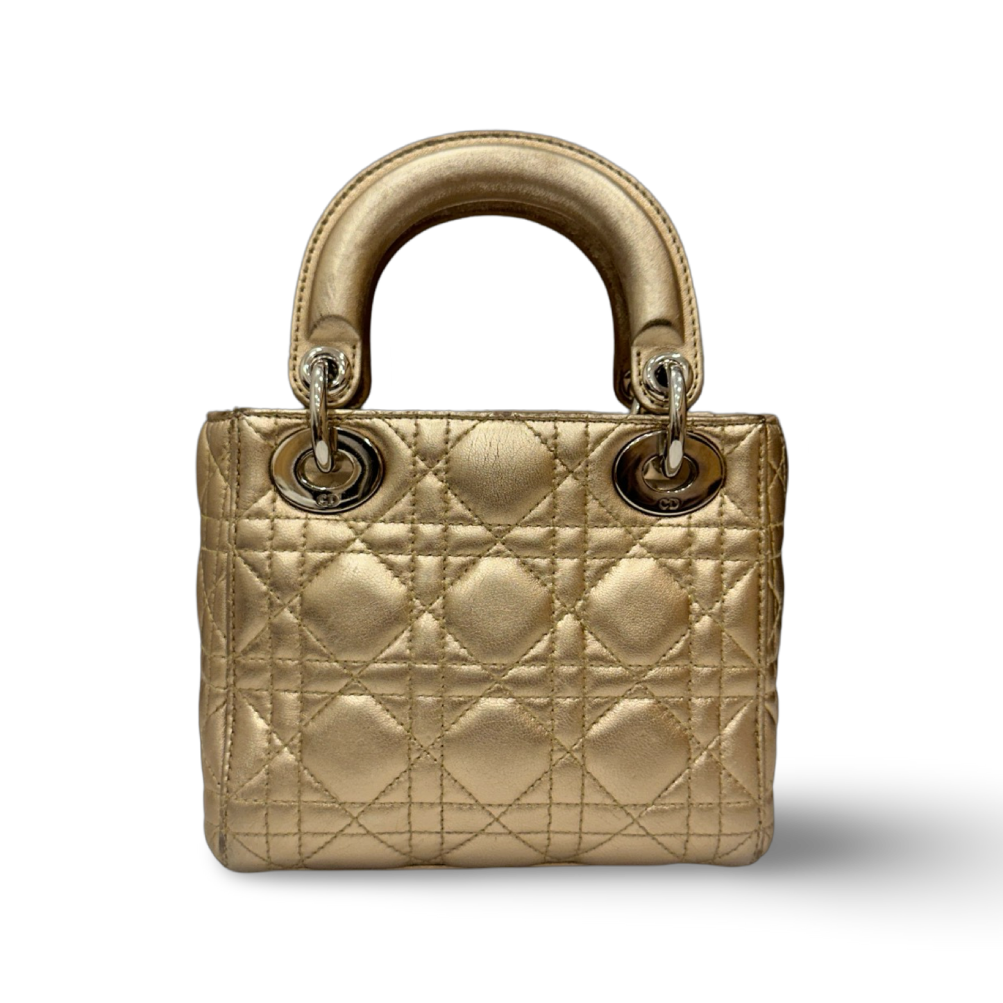 Dior Cannage Lambskin Mini Lady Bag - GHW / Champagne