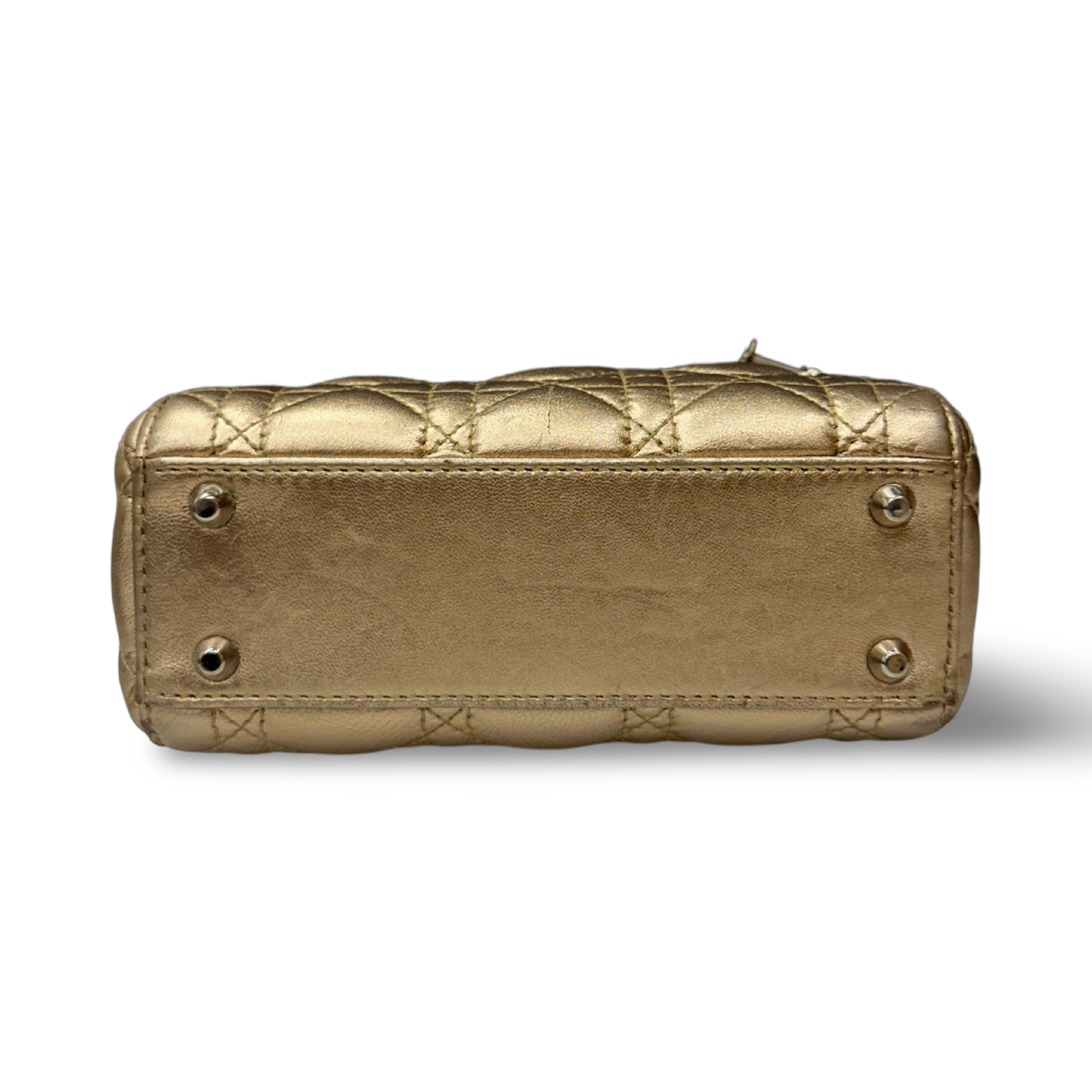 Dior Cannage Lambskin Mini Lady Bag - GHW / Champagne