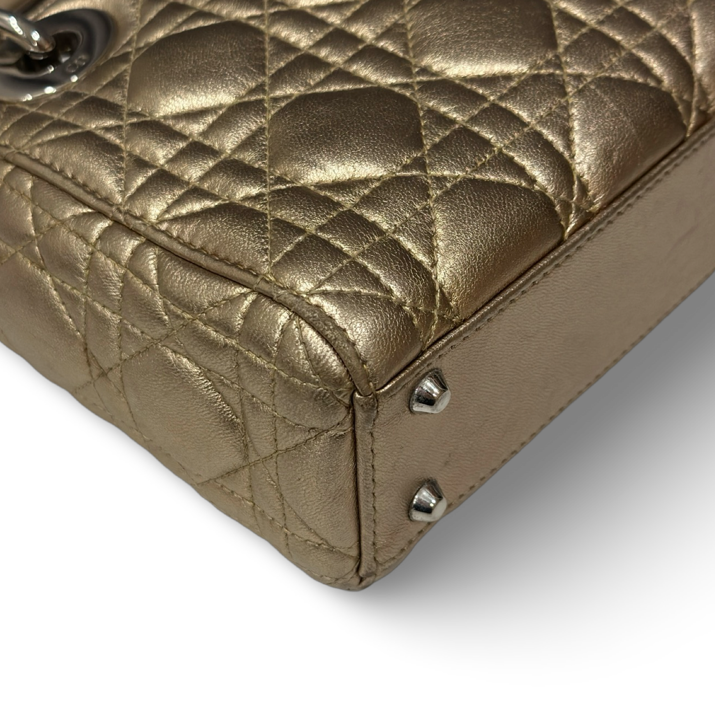 Dior Cannage Lambskin Mini Lady Bag - GHW / Champagne