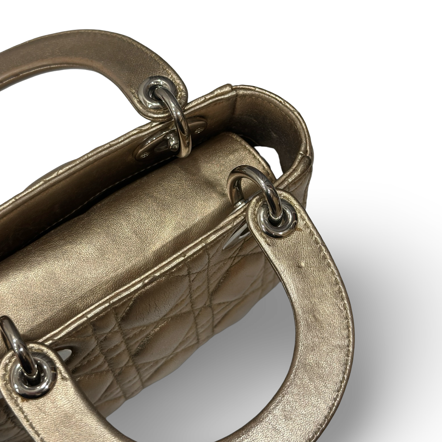 Dior Cannage Lambskin Mini Lady Bag - GHW / Champagne