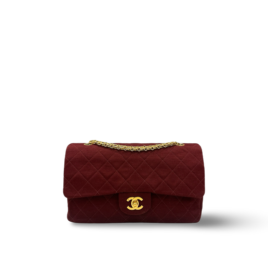 Chanel Quilted Suede Double Flap Bag - GHW / Burgundy