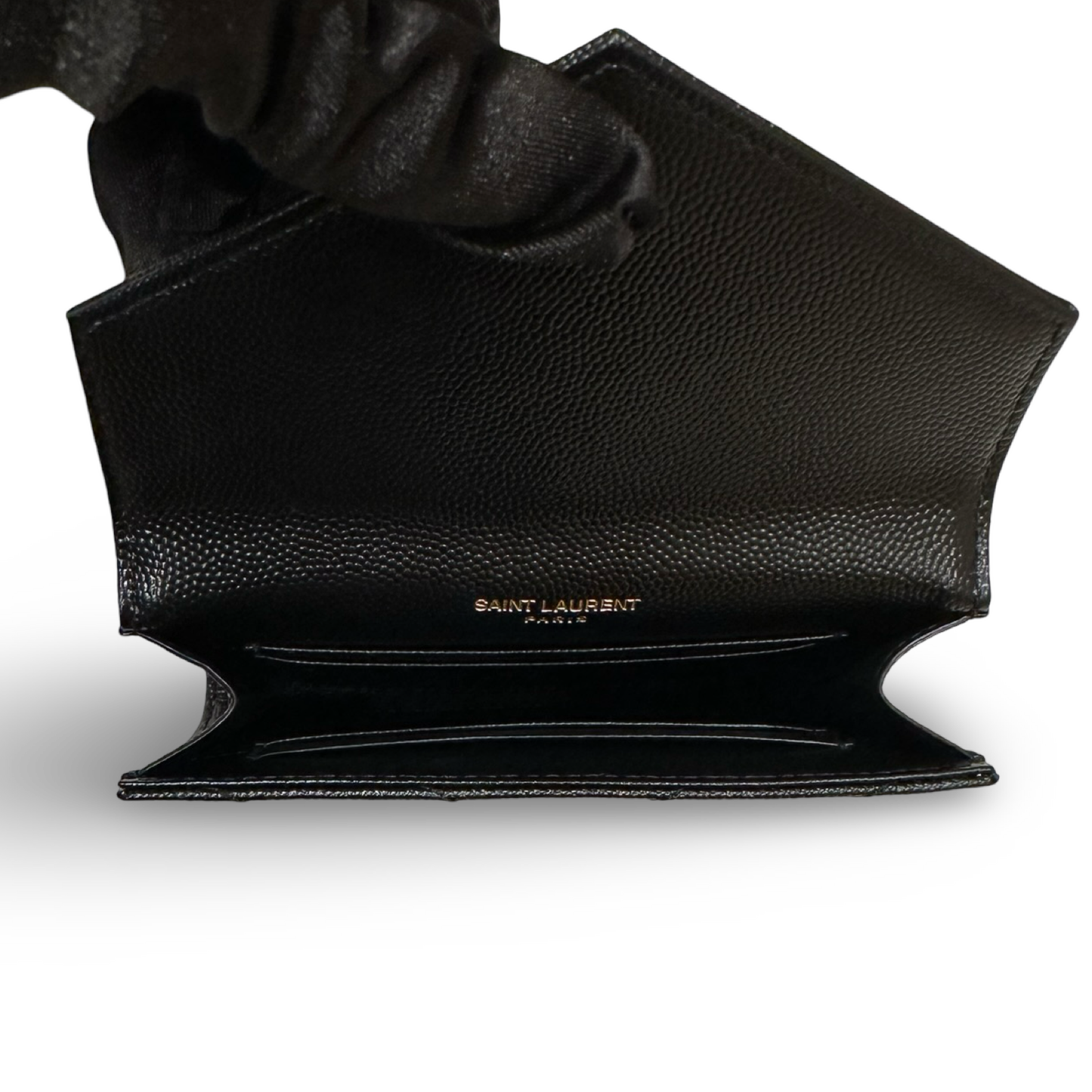 Saint Laurent Caviar Monogram Small Wallet - Black