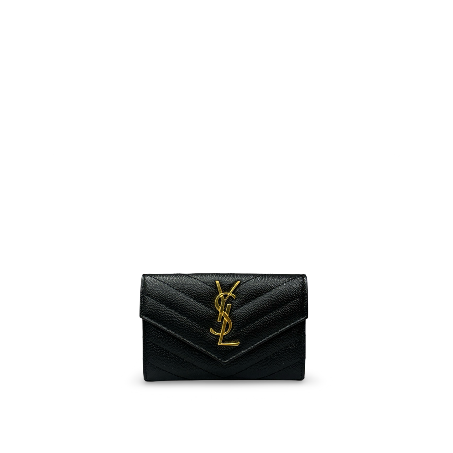 Saint Laurent Caviar Monogram Small Wallet - Black