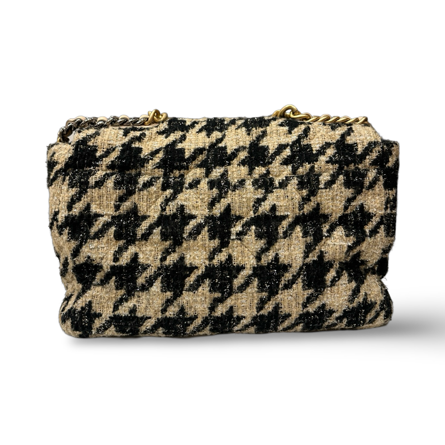 Chanel Tweed Maxi  19 Flap Bag - GHW / Beige Black