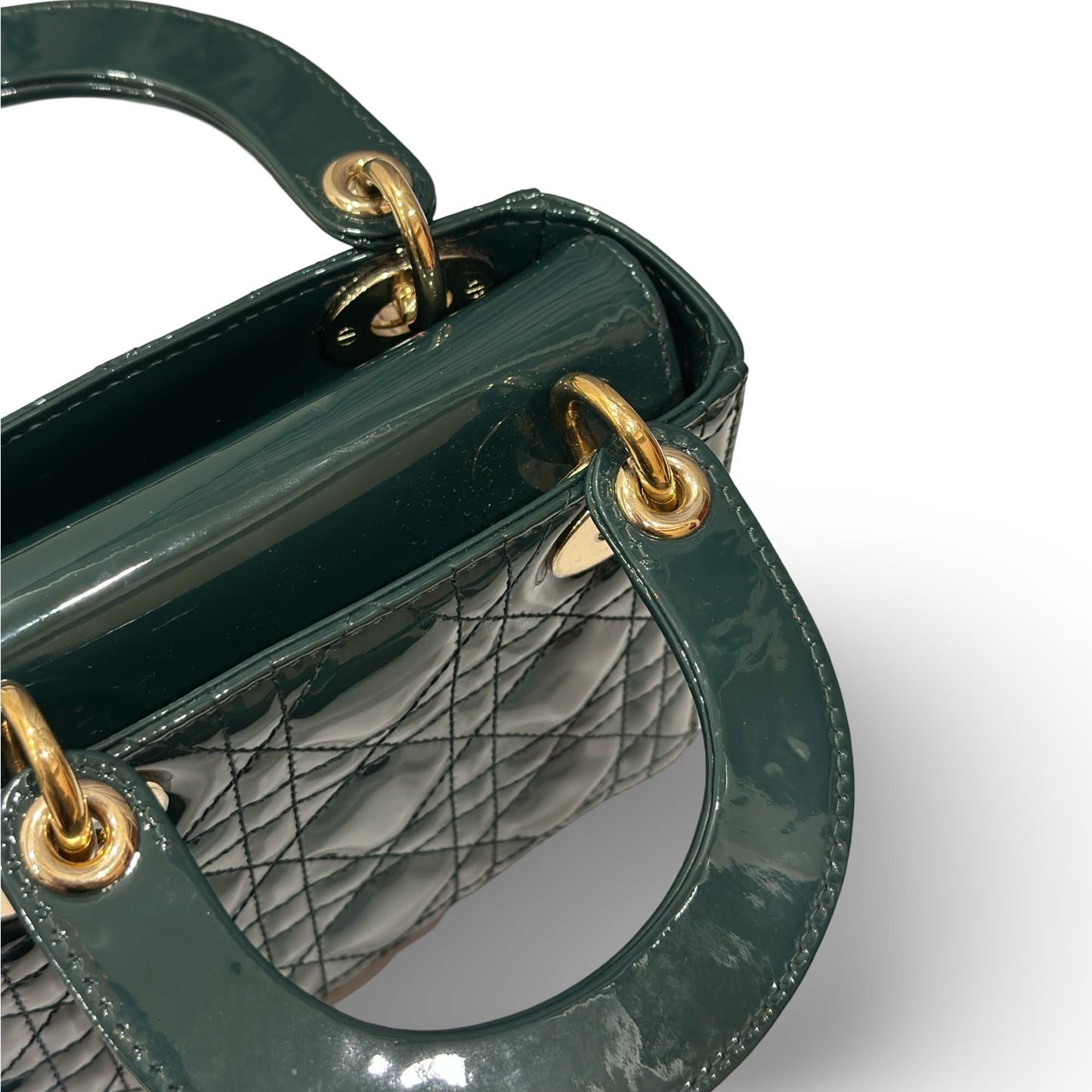 Dior Classic Patent Mini Lady Bag - GHW / Green